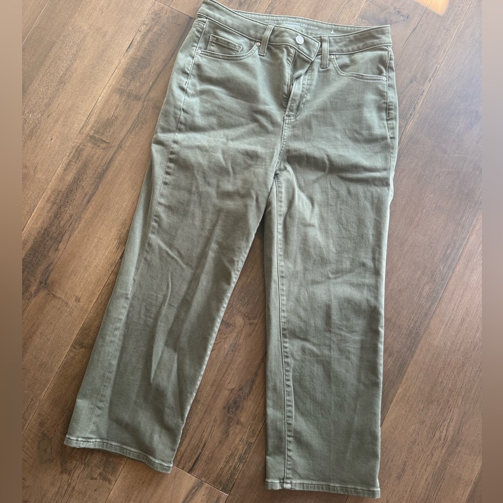 Olive Green Straight-Leg Jeans